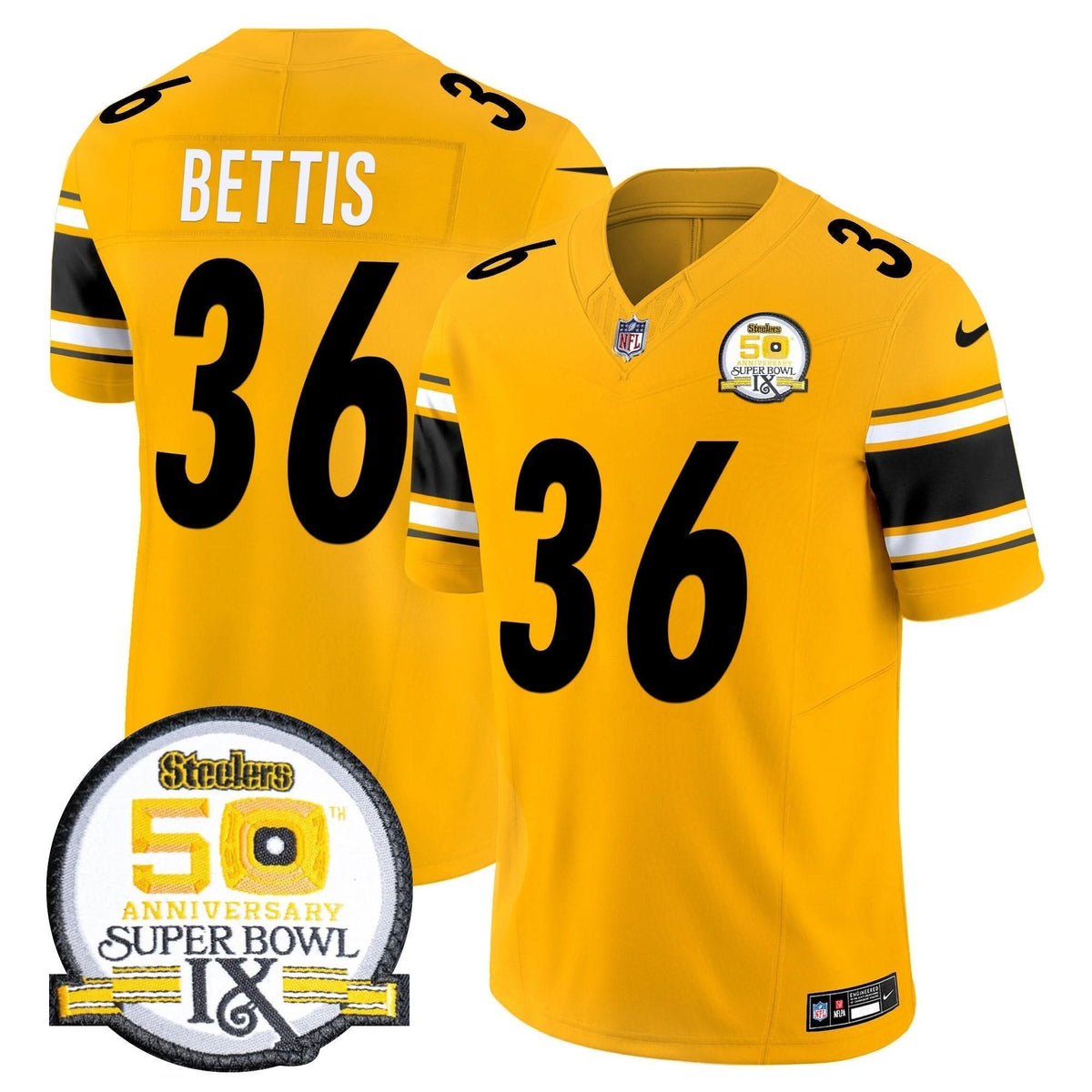 Steelers 50th Anniversary Of Super Bowl IX Patch Vapor Limited Jersey - All Stitched - image 49