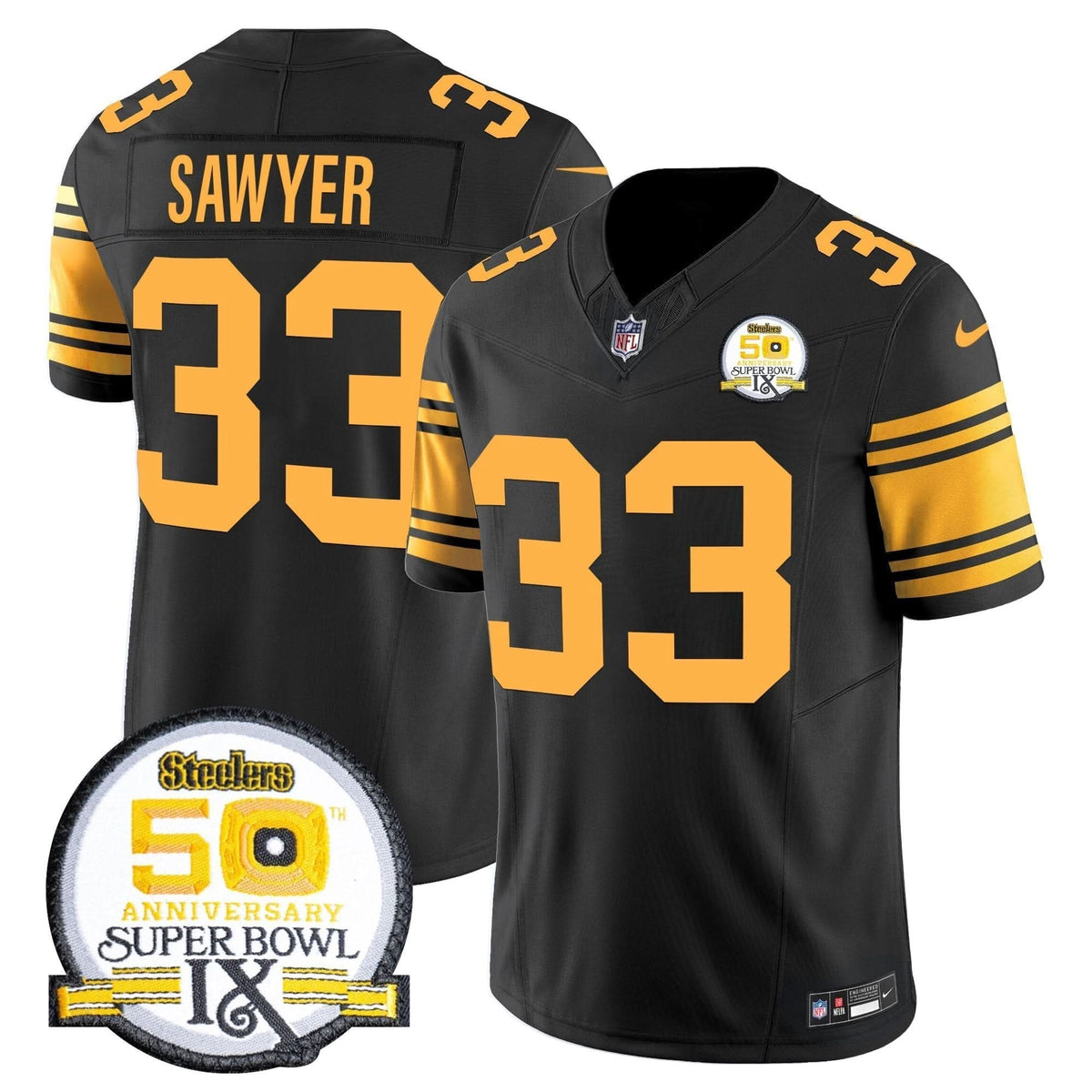 Steelers 50th Anniversary Of Super Bowl IX Patch Vapor Limited Jersey - All Stitched - image 51