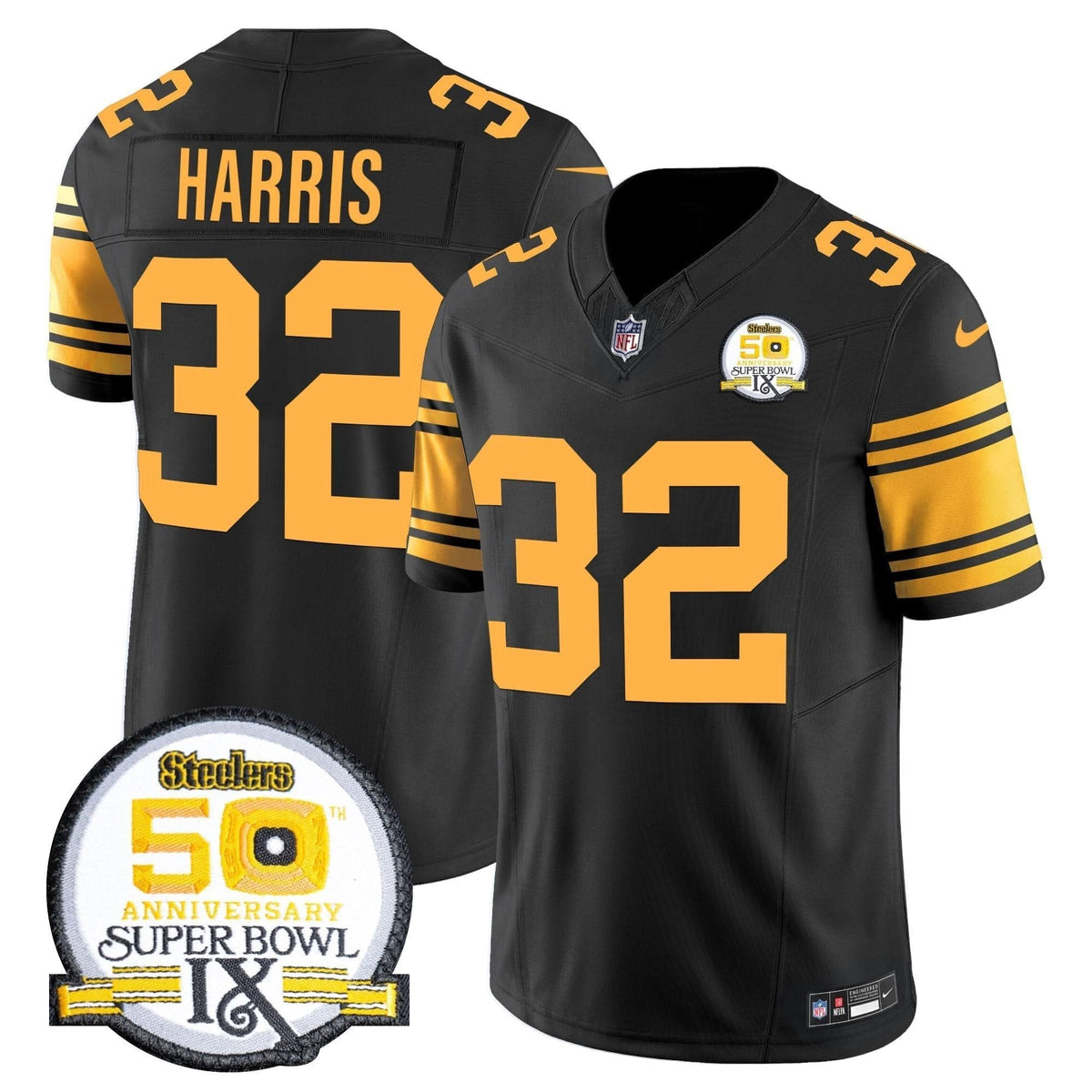 Steelers 50th Anniversary Of Super Bowl IX Patch Vapor Limited Jersey - All Stitched - image 58