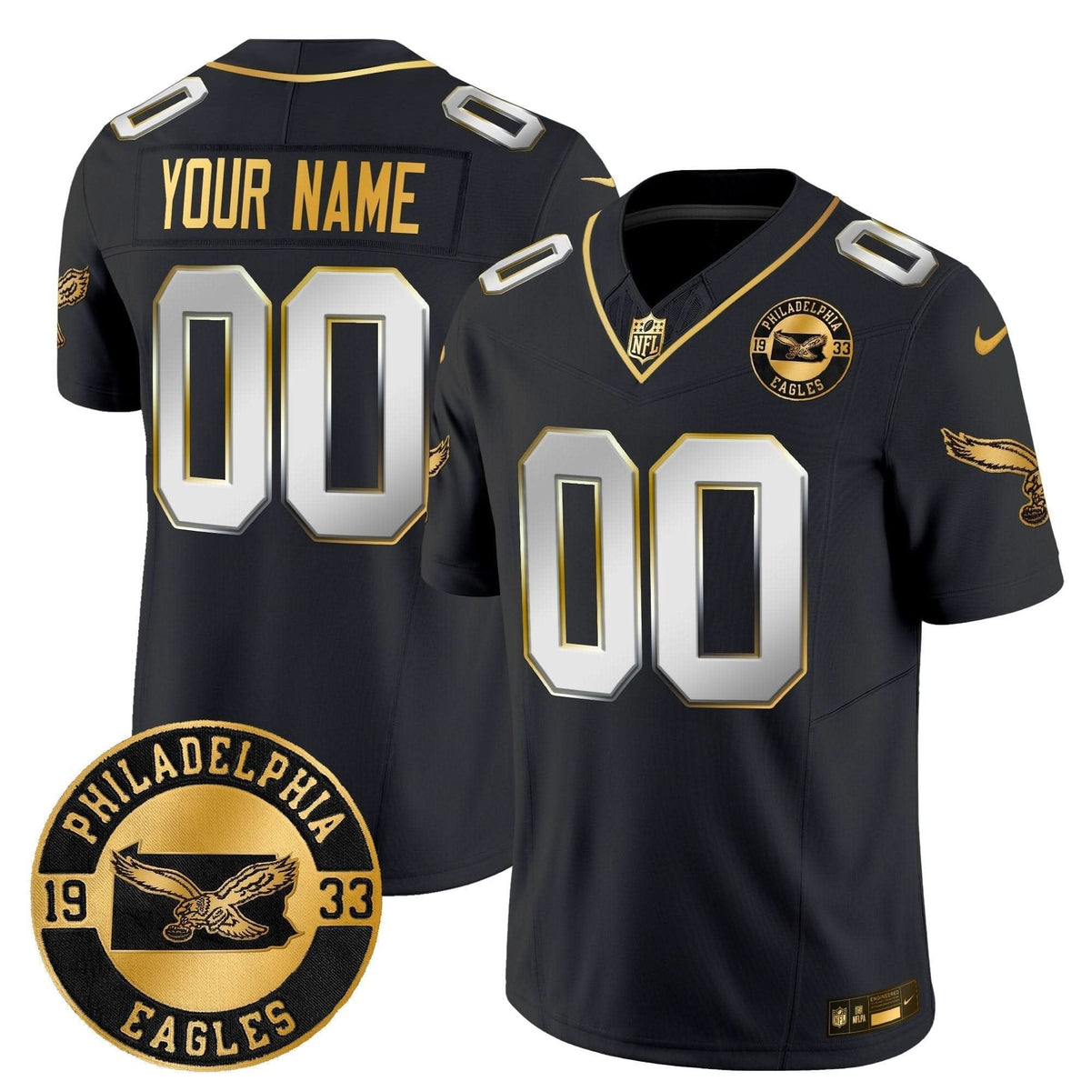 Philadelphia Eagles 2024 Throwback Gold Vapor Limited Custom Jersey - Est. 1933 Patch - All Stitched - image 4