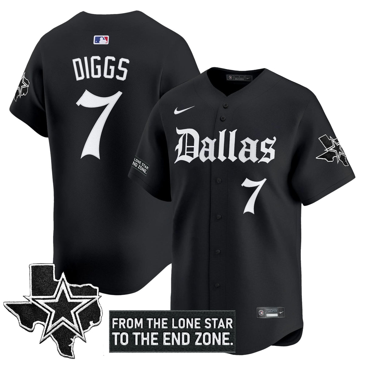 Dallas Cowboys 'Gothic Lone Star Edition' Vapor Baseball Jersey - All Stitched - image 8