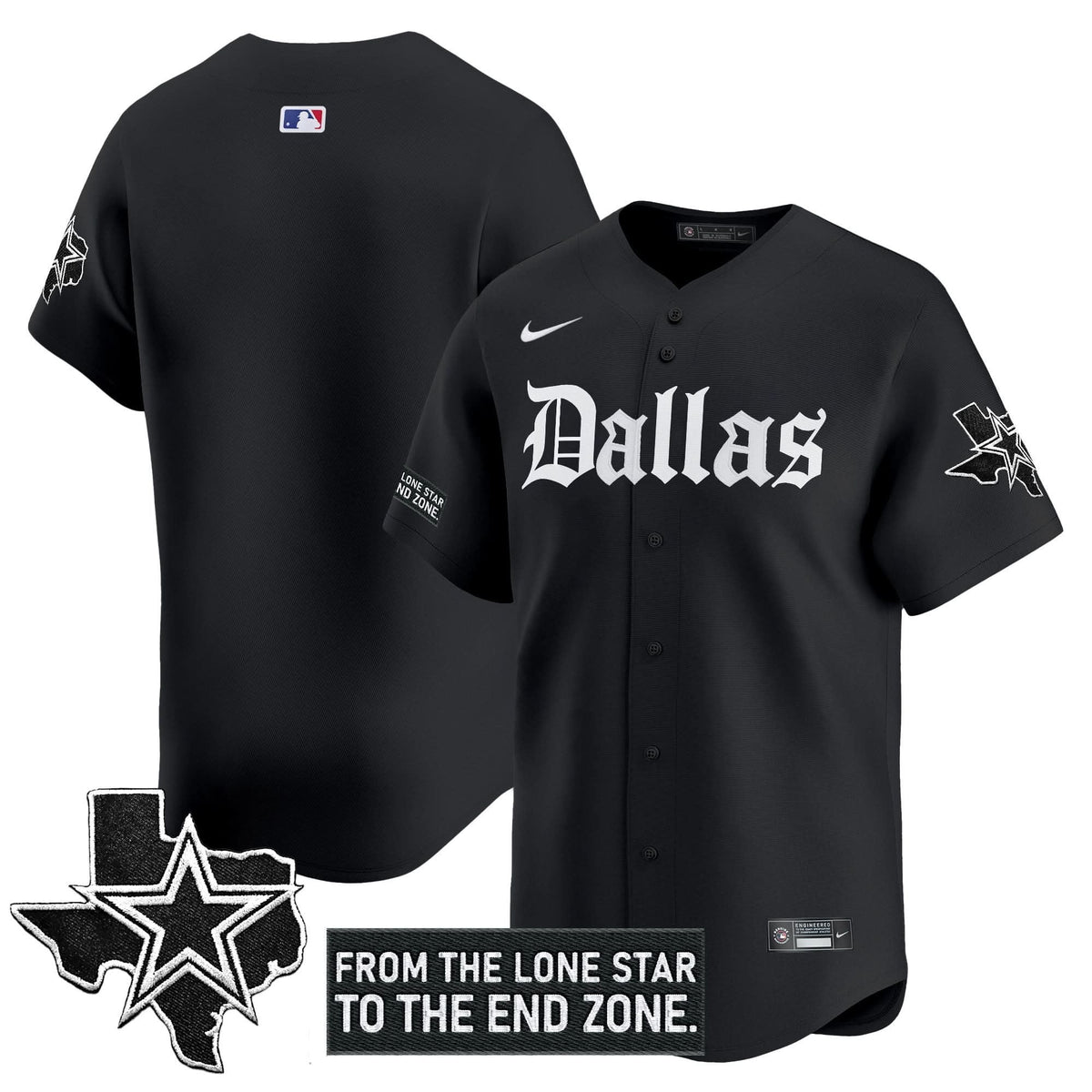 Dallas Cowboys 'Gothic Lone Star Edition' Vapor Baseball Jersey - All Stitched - image 9