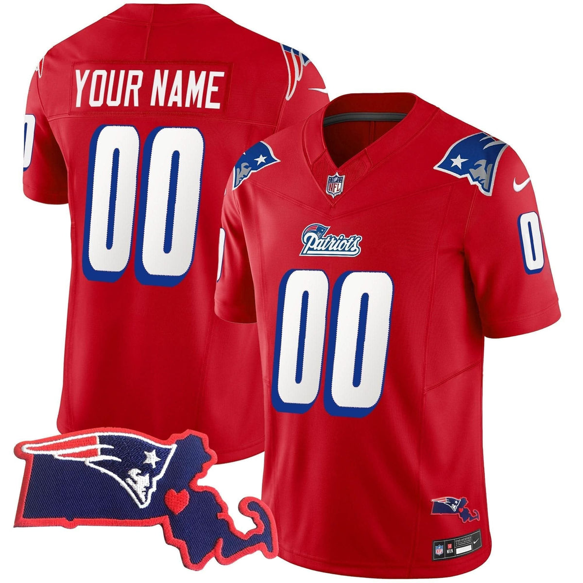 Patriots 1996 Throwback State Patch Vapor Custom Jersey - All Stitched - image 4