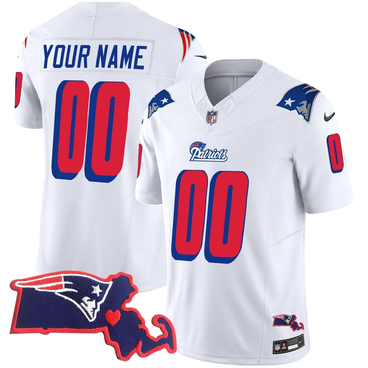 Patriots 1996 Throwback State Patch Vapor Custom Jersey - All Stitched - image 5