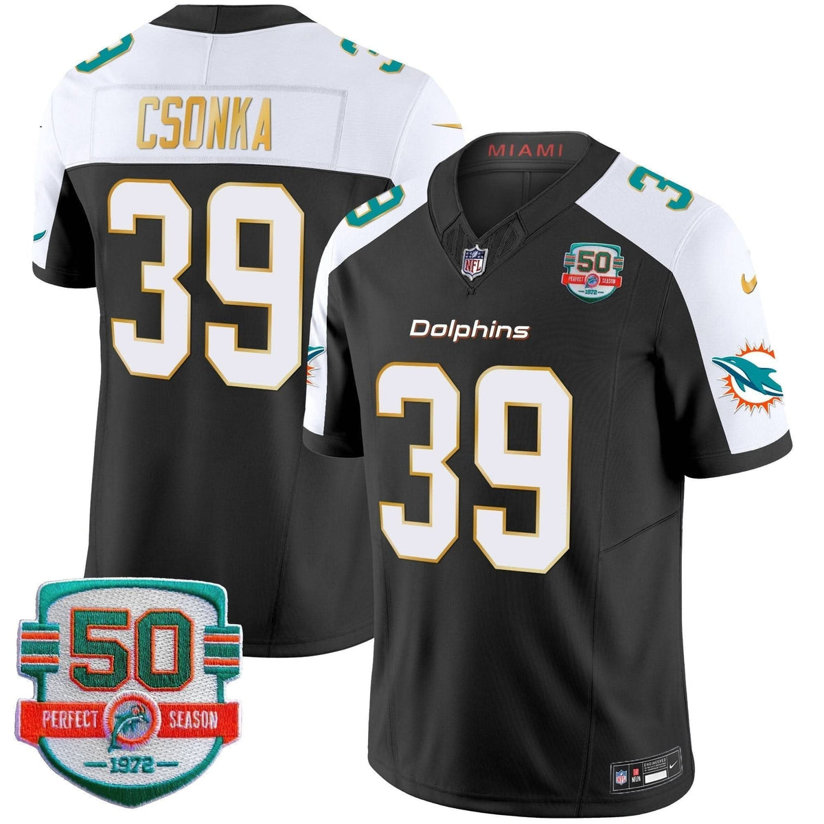 Dolphins Gold Trim Vapor Limited Jersey - All Stitched - image 7