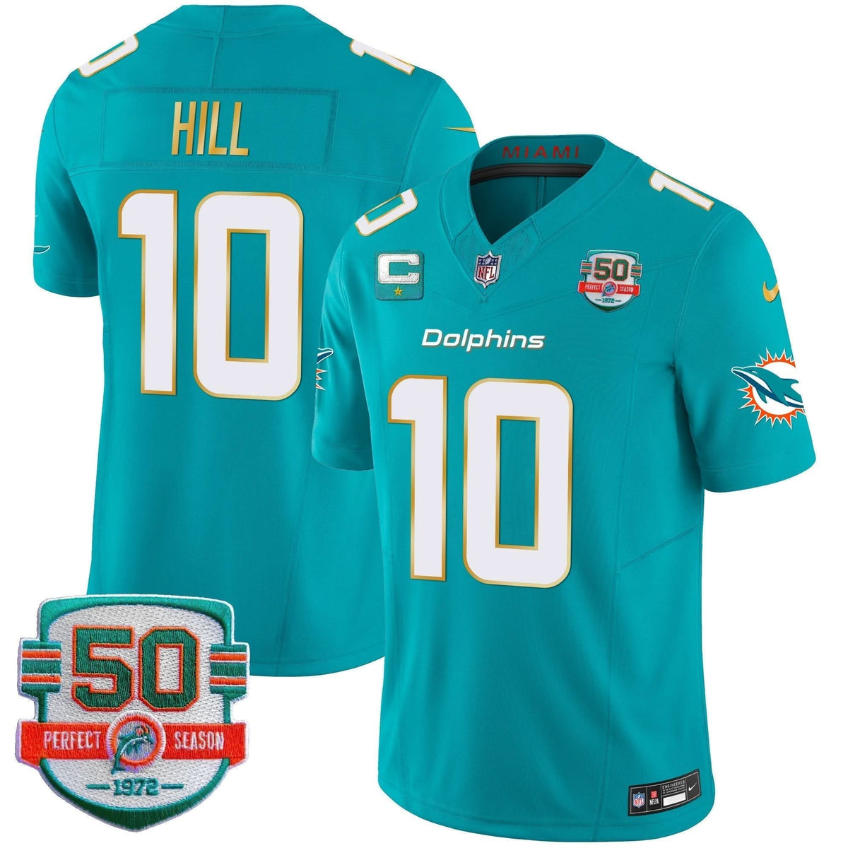 Dolphins Gold Trim Vapor Limited Jersey - All Stitched - image 19