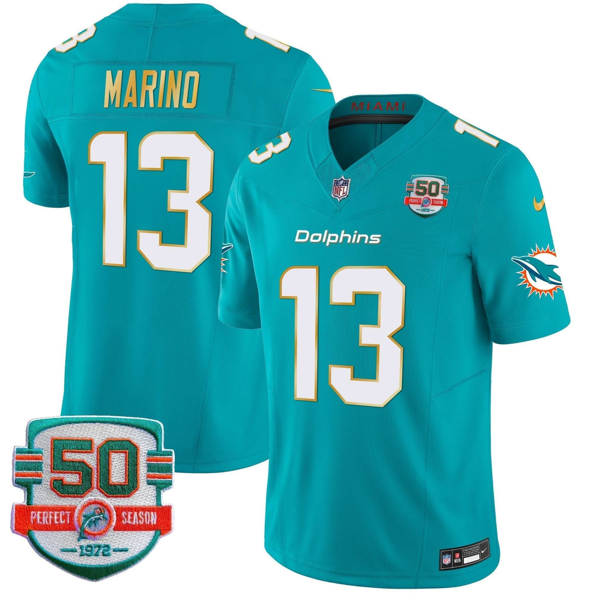 Dolphins Gold Trim Vapor Limited Jersey - All Stitched - image 21