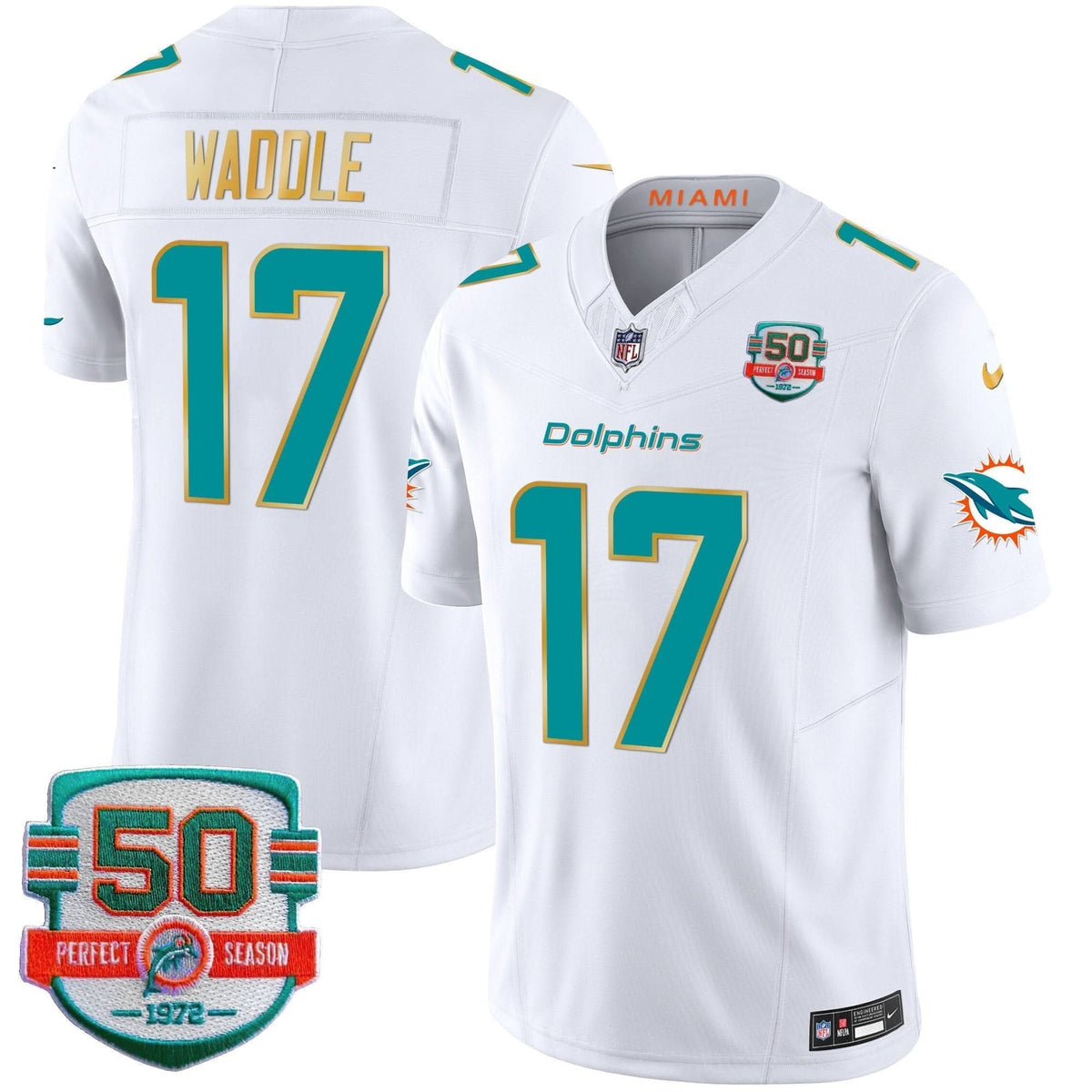Dolphins Gold Trim Vapor Limited Jersey - All Stitched - image 26