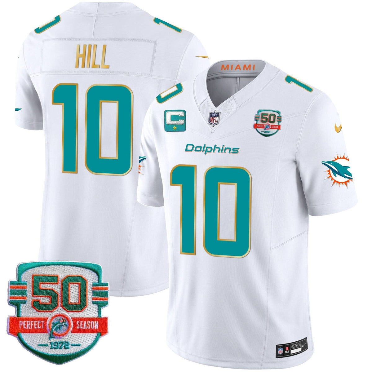 Dolphins Gold Trim Vapor Limited Jersey - All Stitched - image 27