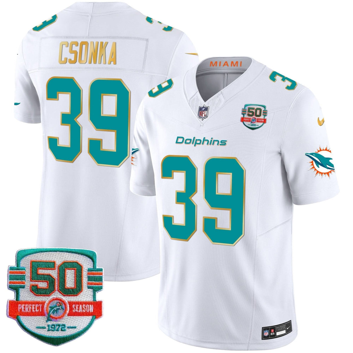 Dolphins Gold Trim Vapor Limited Jersey - All Stitched - image 31