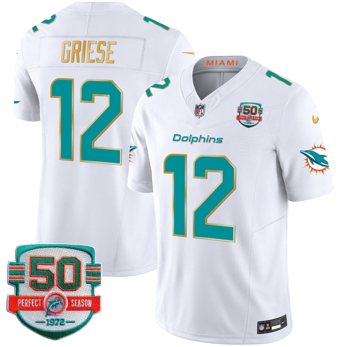 Dolphins Gold Trim Vapor Limited Jersey - All Stitched - image 32