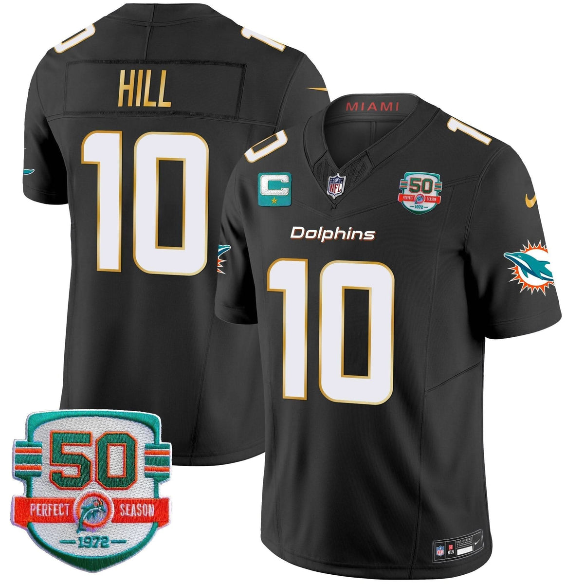 Dolphins Gold Trim Vapor Limited Jersey - All Stitched - image 35