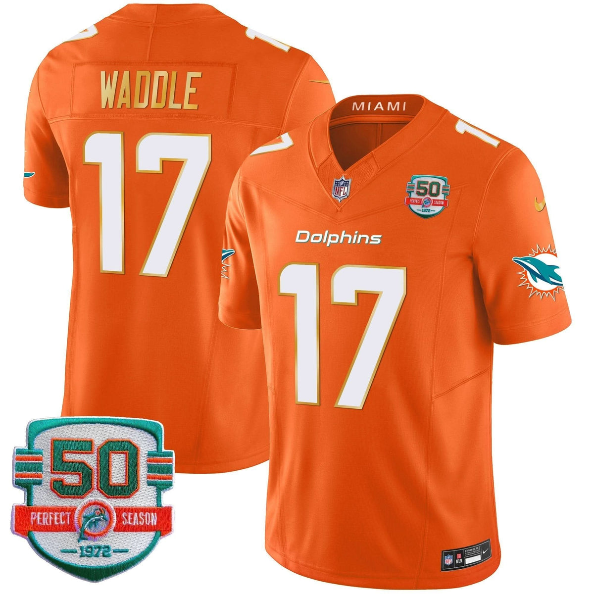 Dolphins Gold Trim Vapor Limited Jersey - All Stitched - image 42