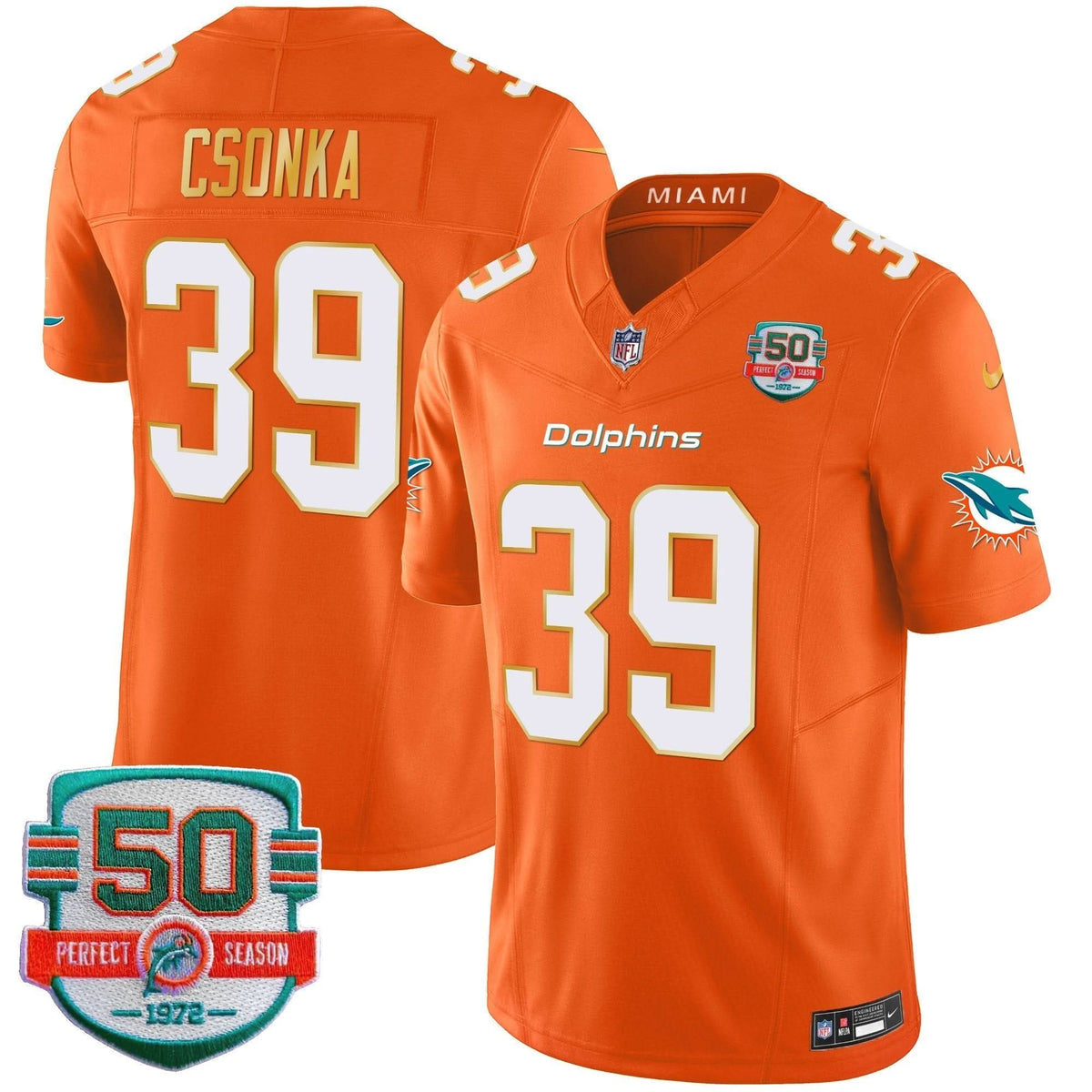 Dolphins Gold Trim Vapor Limited Jersey - All Stitched - image 47