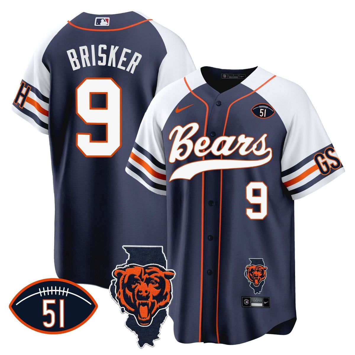 Bears Illinois Patch Baseball Jersey - All Stitched - image 4
