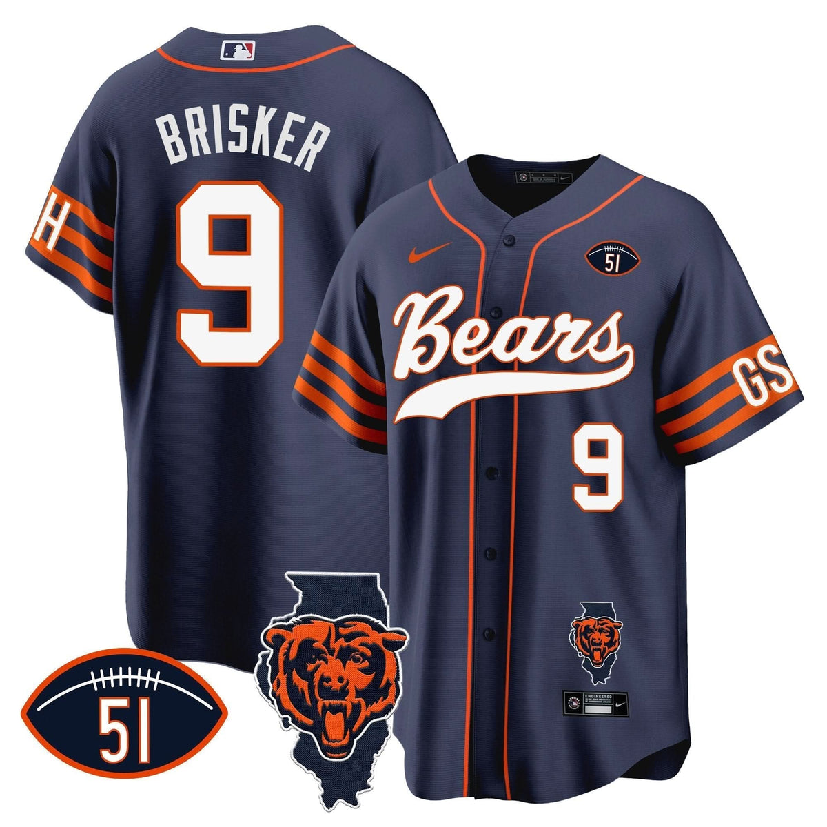 Bears Illinois Patch Baseball Jersey - All Stitched - image 11
