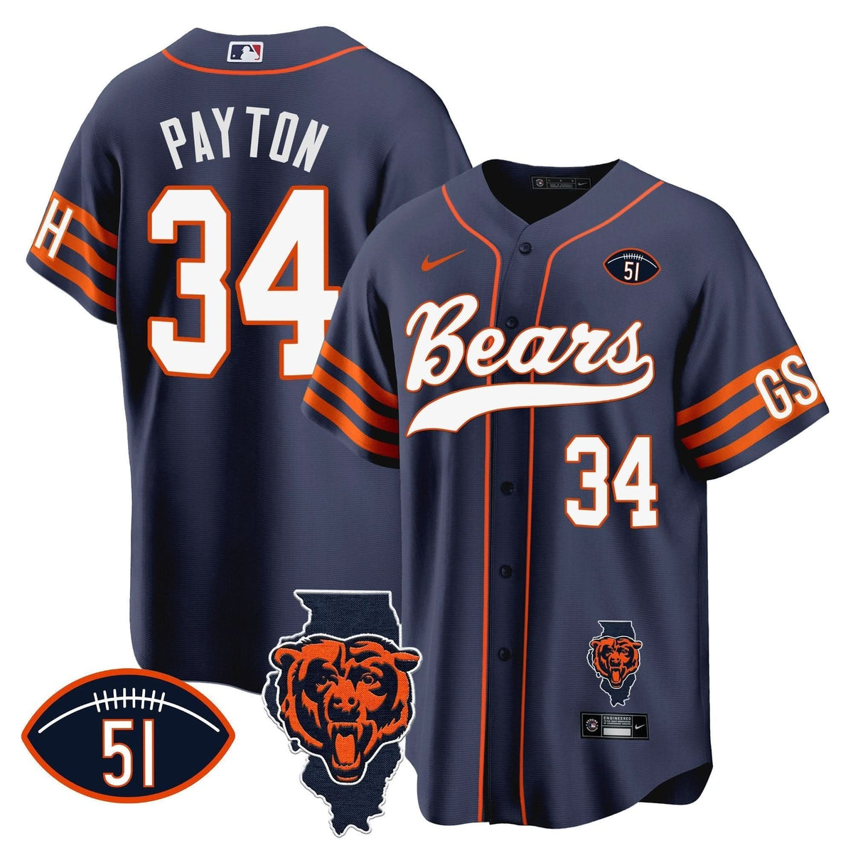 Bears Illinois Patch Baseball Jersey - All Stitched - image 12