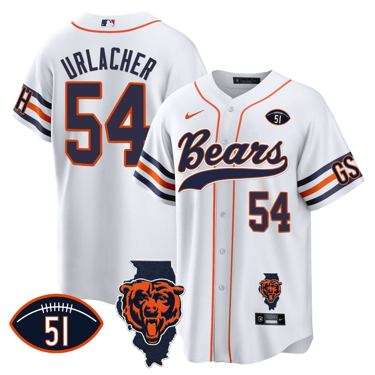 Bears Illinois Patch Baseball Jersey - All Stitched - image 16