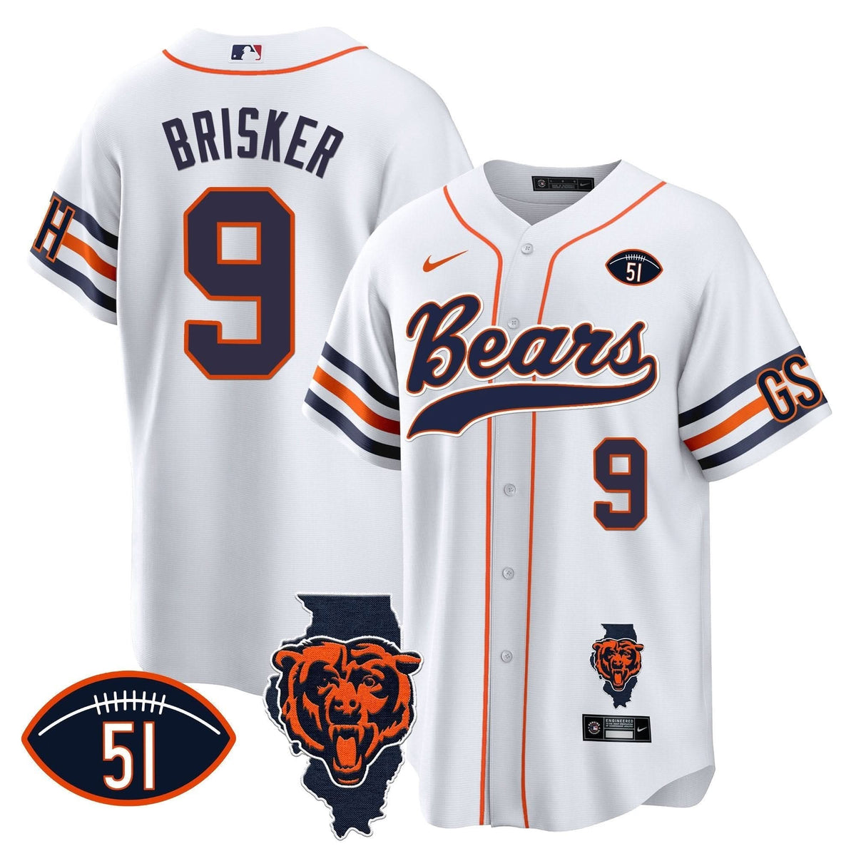 Bears Illinois Patch Baseball Jersey - All Stitched - image 18