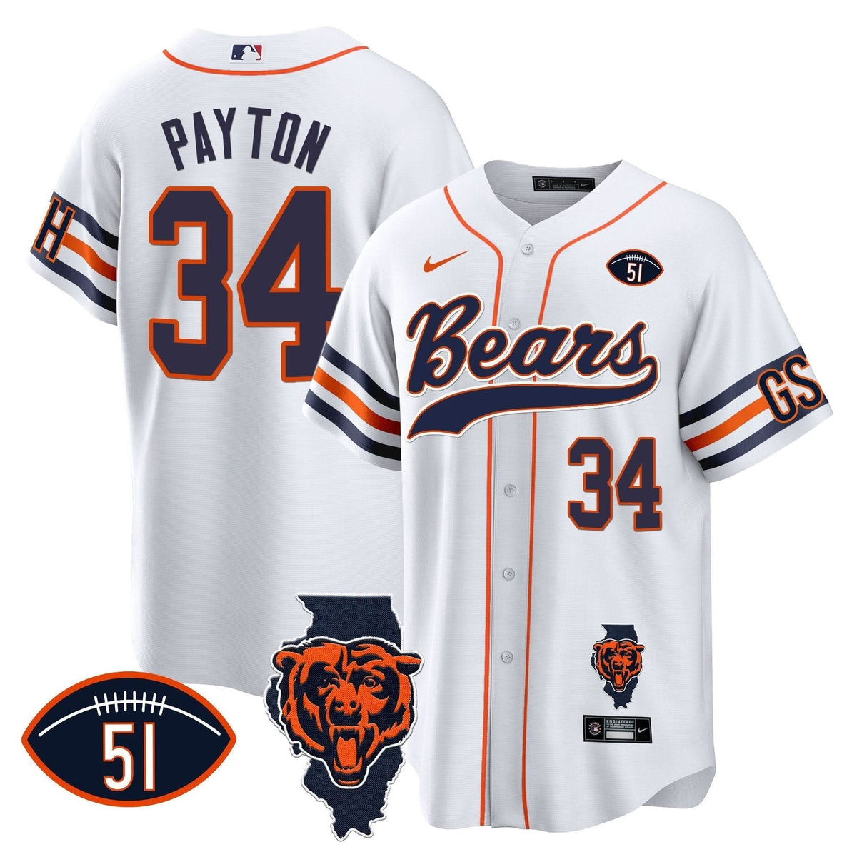 Bears Illinois Patch Baseball Jersey - All Stitched - image 19