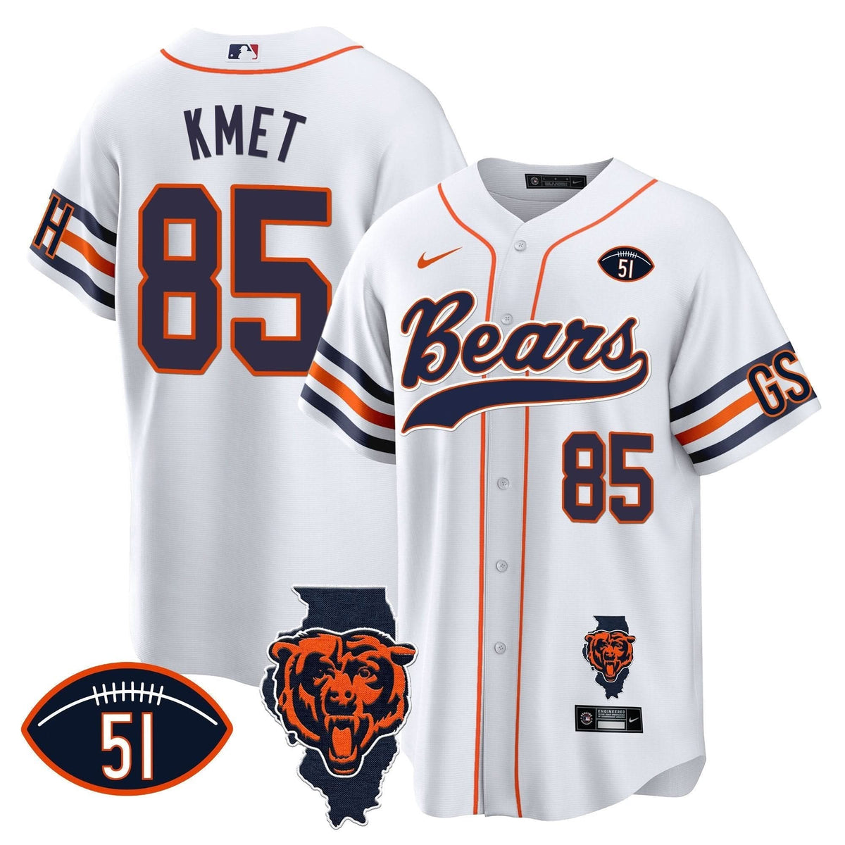 Bears Illinois Patch Baseball Jersey - All Stitched - image 20
