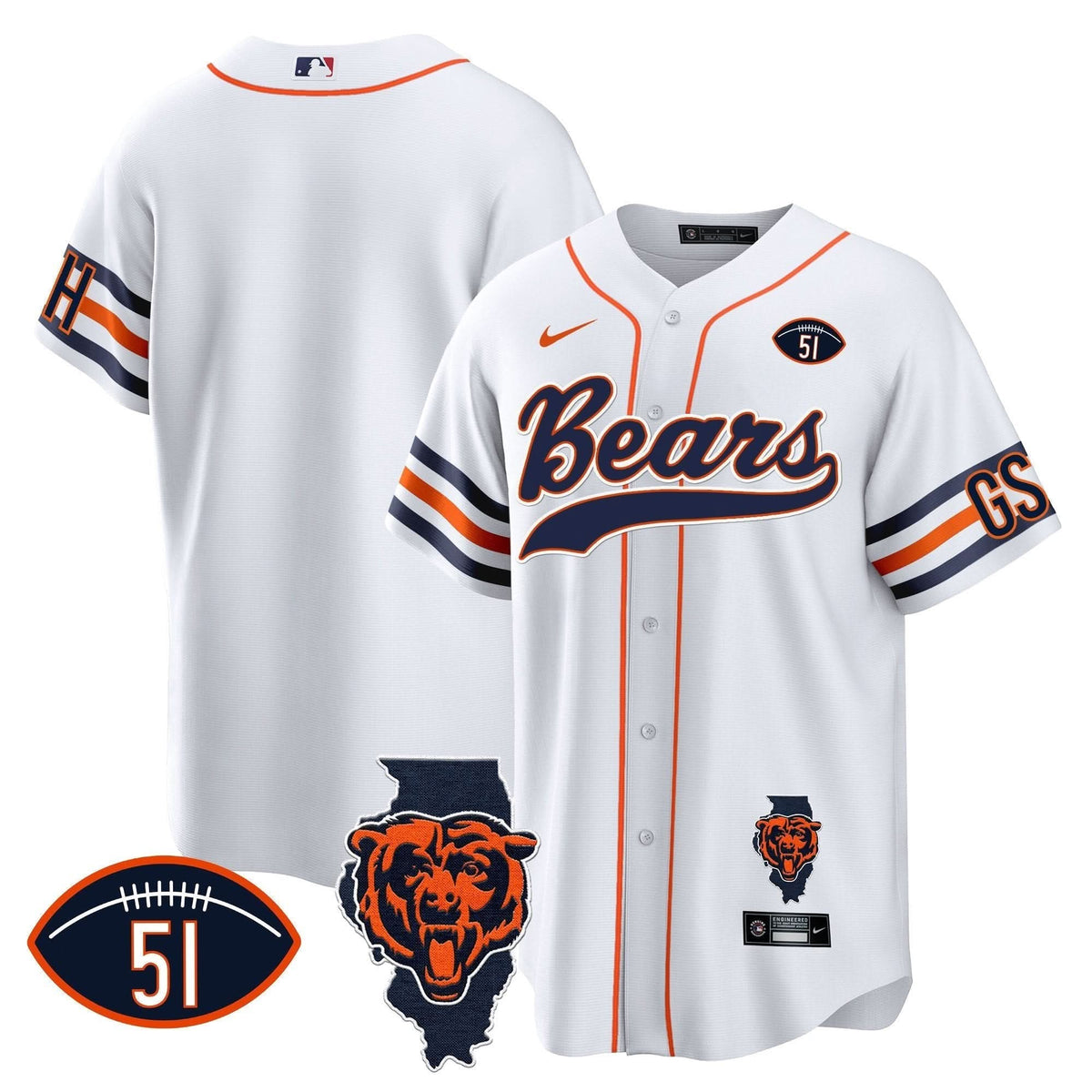 Bears Illinois Patch Baseball Jersey - All Stitched - image 21