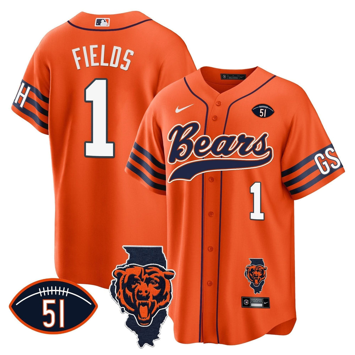 Bears Illinois Patch Baseball Jersey - All Stitched - image 22