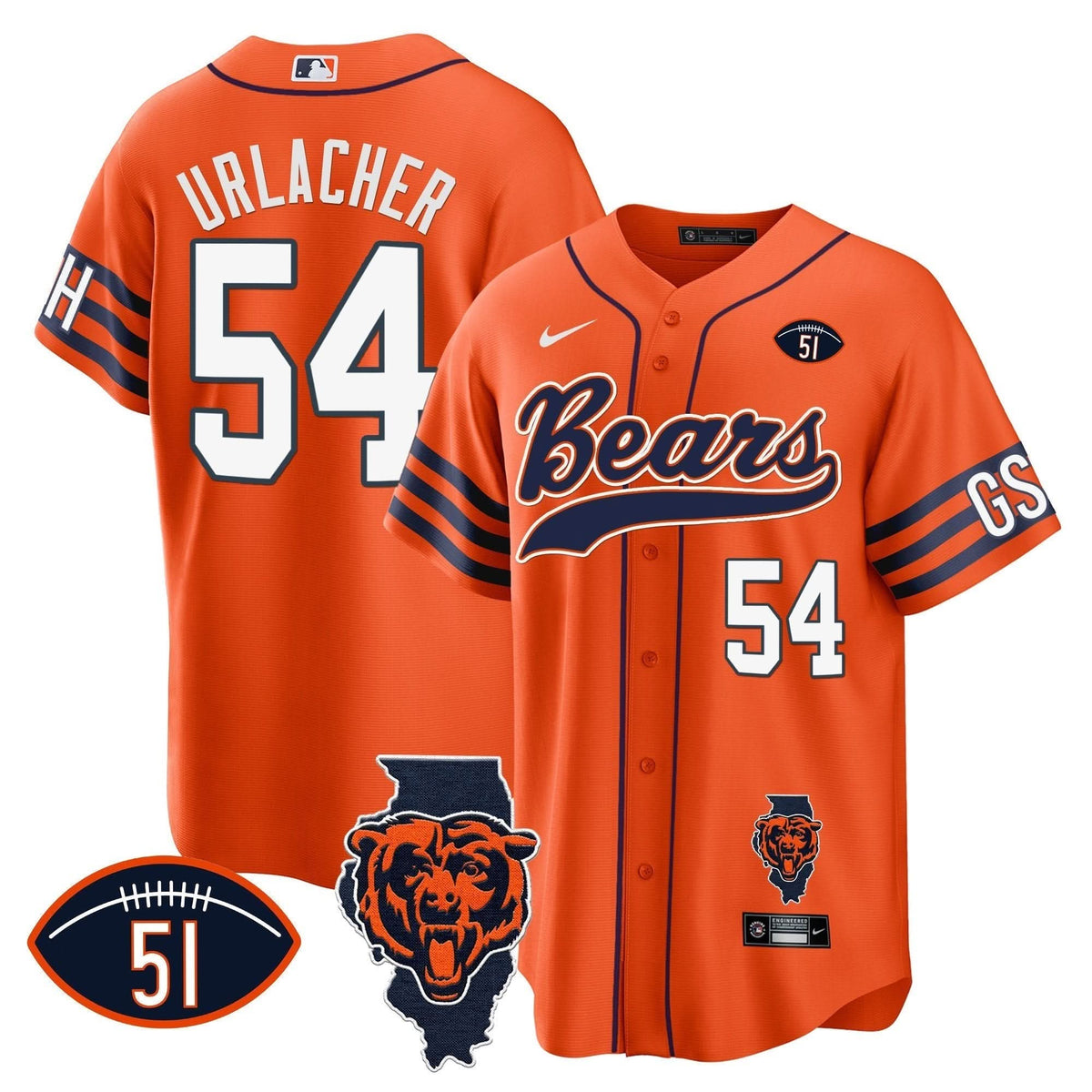 Bears Illinois Patch Baseball Jersey - All Stitched - image 23