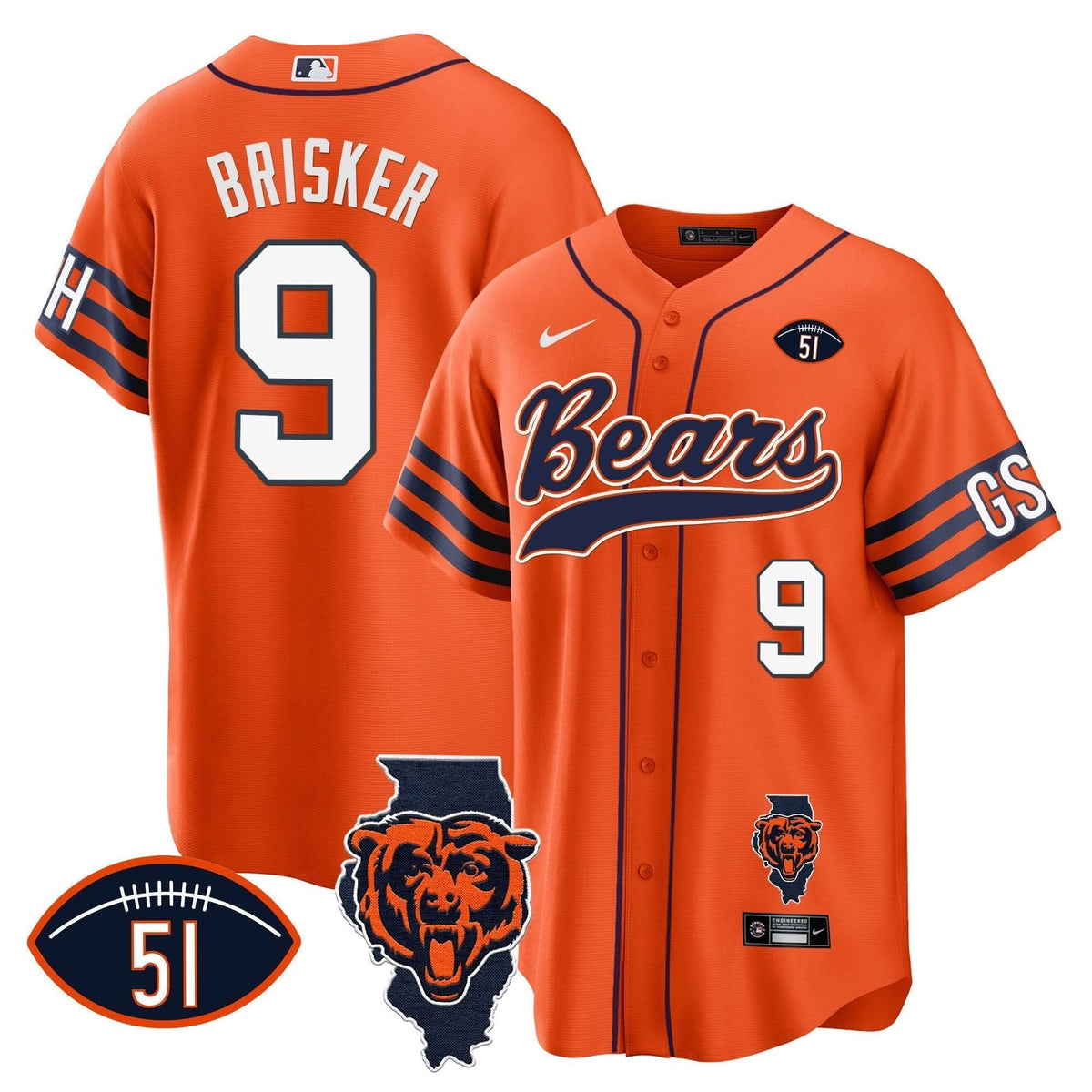 Bears Illinois Patch Baseball Jersey - All Stitched - image 25