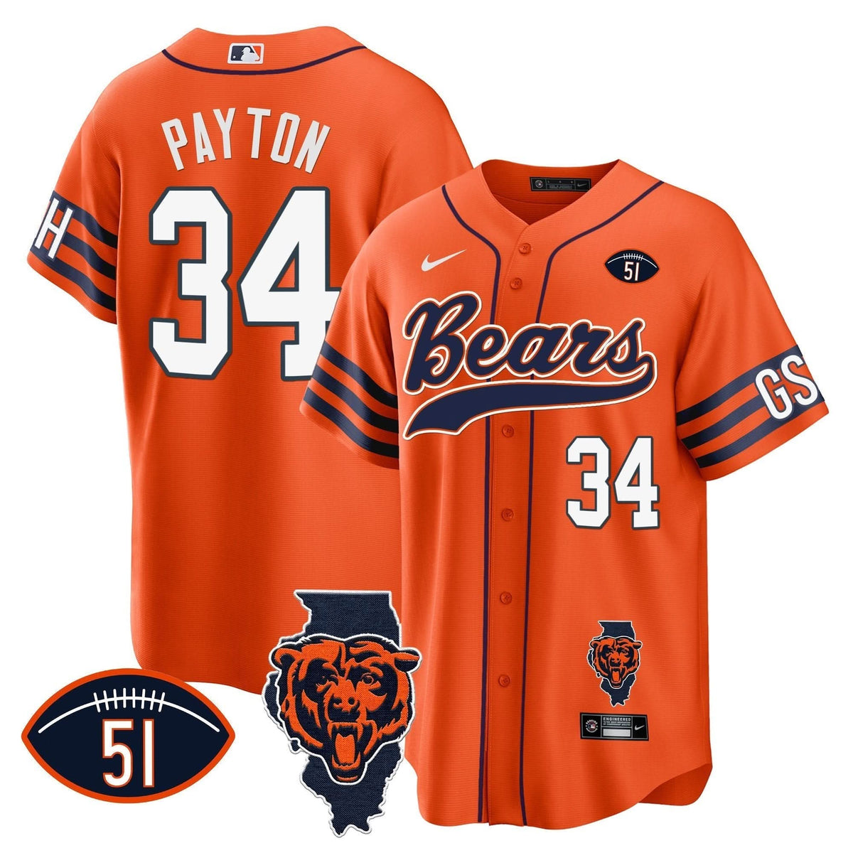 Bears Illinois Patch Baseball Jersey - All Stitched - image 26