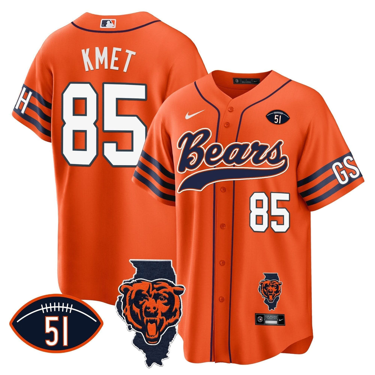 Bears Illinois Patch Baseball Jersey - All Stitched - image 27