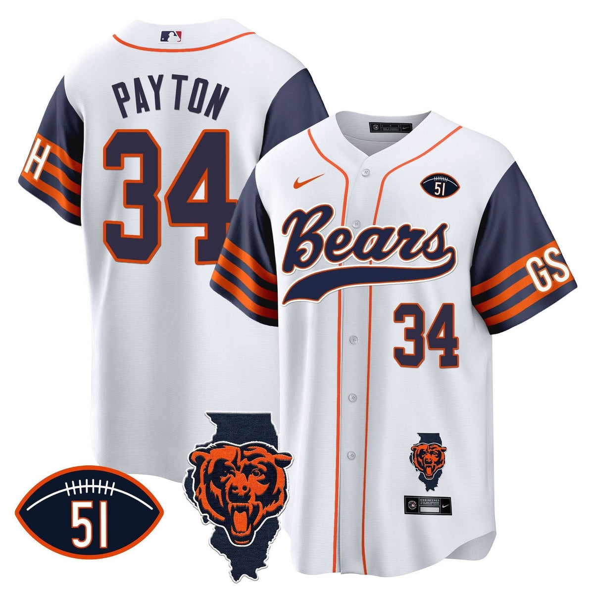 Bears Illinois Patch Baseball Jersey - All Stitched - image 33