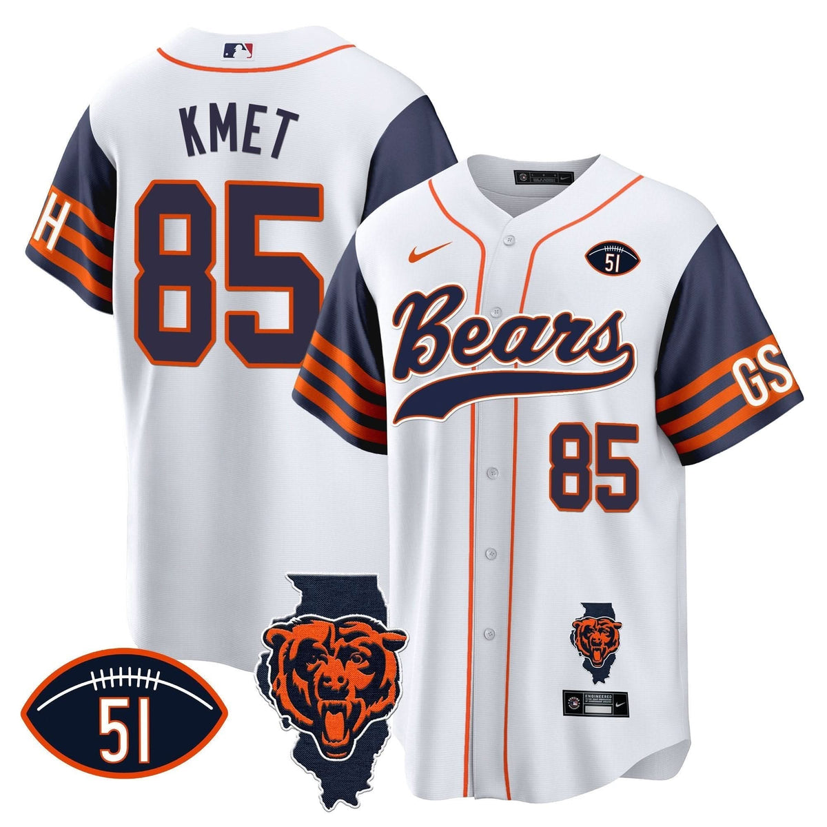 Bears Illinois Patch Baseball Jersey - All Stitched - image 34