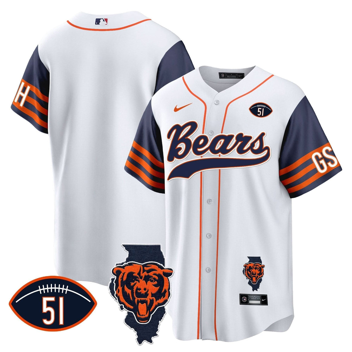 Bears Illinois Patch Baseball Jersey - All Stitched - image 35