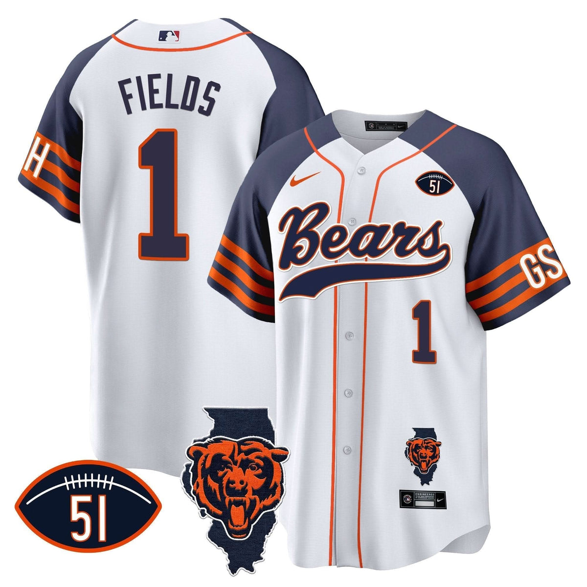 Bears Illinois Patch Baseball Jersey - All Stitched - image 36