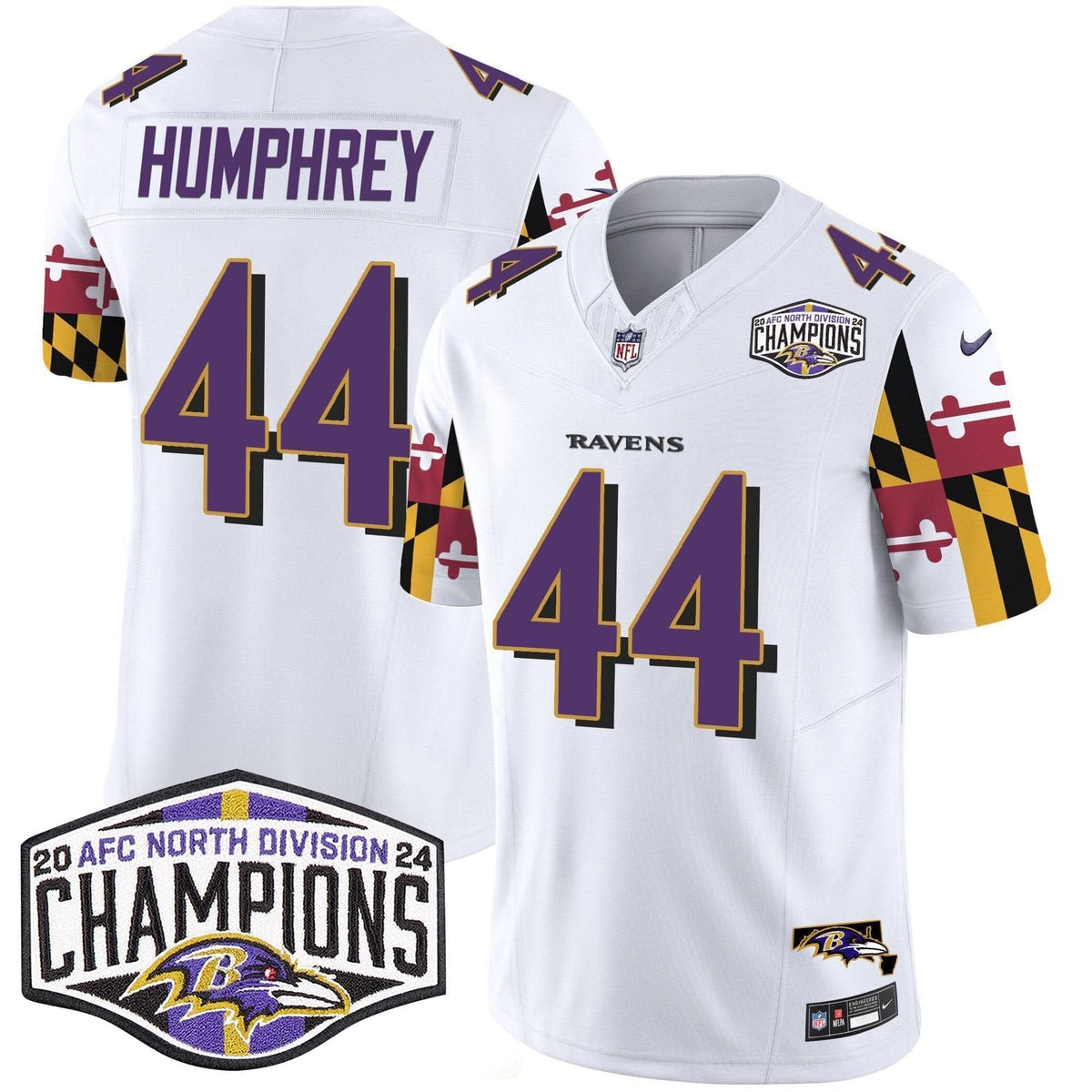 Ravens Maryland Flag 2024 AFC North Division Champions Patch Vapor Limited Jersey - All Stitched - image 14