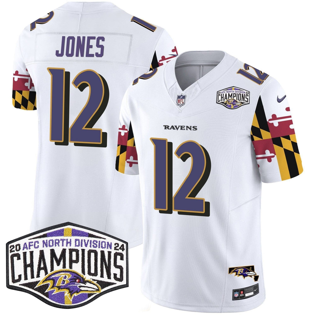 Ravens Maryland Flag 2024 AFC North Division Champions Patch Vapor Limited Jersey - All Stitched - image 17
