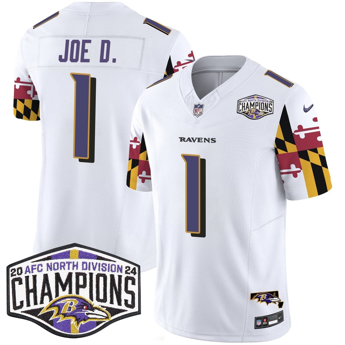 Ravens Maryland Flag 2024 AFC North Division Champions Patch Vapor Limited Jersey - All Stitched - image 18