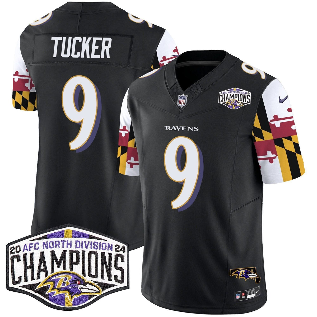 Ravens Maryland Flag 2024 AFC North Division Champions Patch Vapor Limited Jersey - All Stitched - image 21