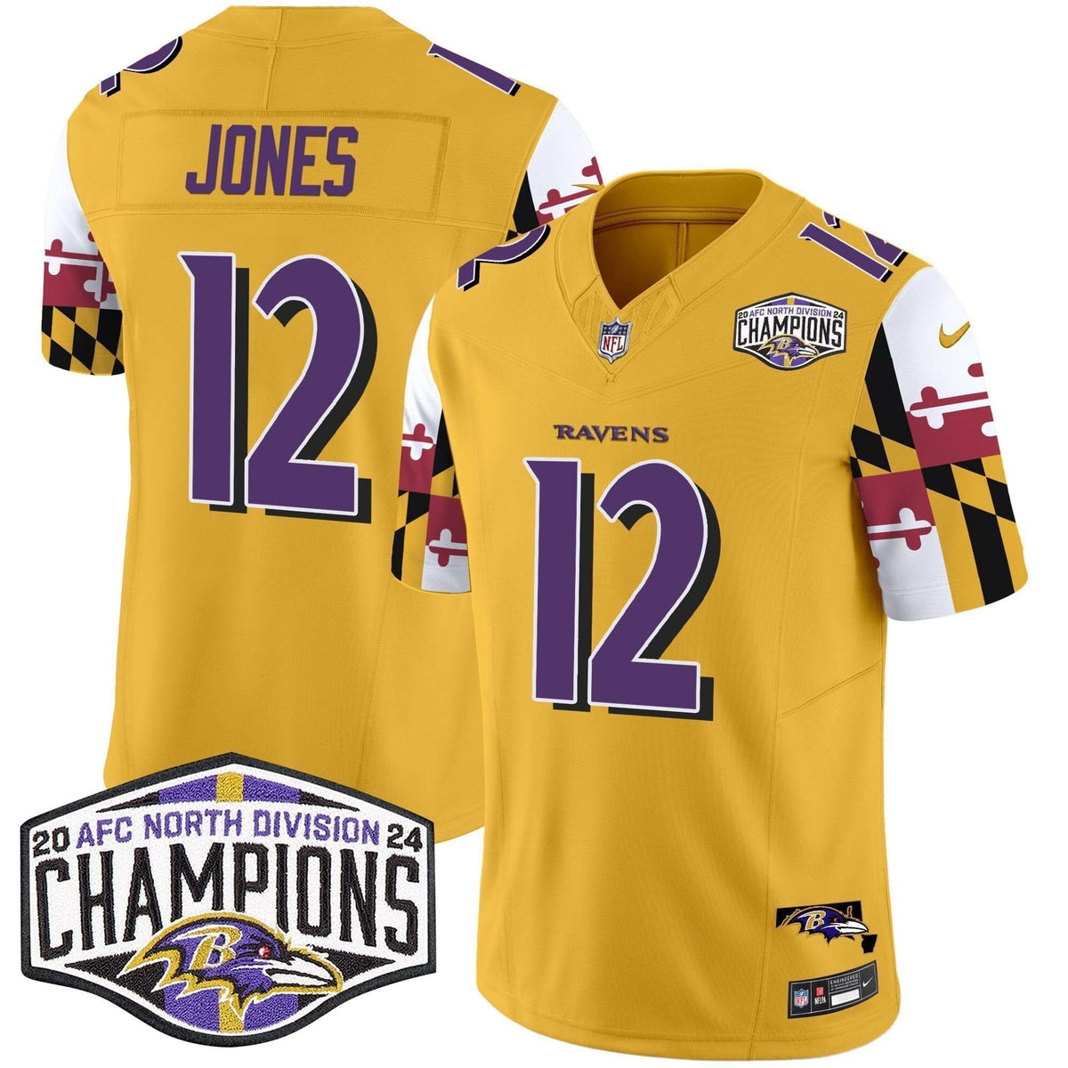 Ravens Maryland Flag 2024 AFC North Division Champions Patch Vapor Limited Jersey - All Stitched - image 35