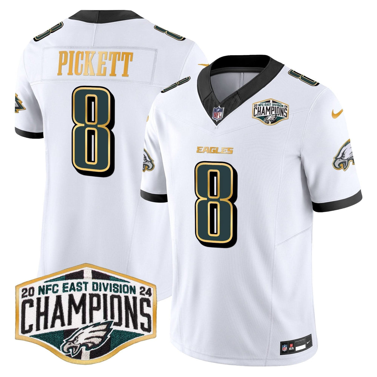 Eagles 2024 NFC East Division Champions Gold Trim Vapor Limited Jersey - All Stitched - image 10