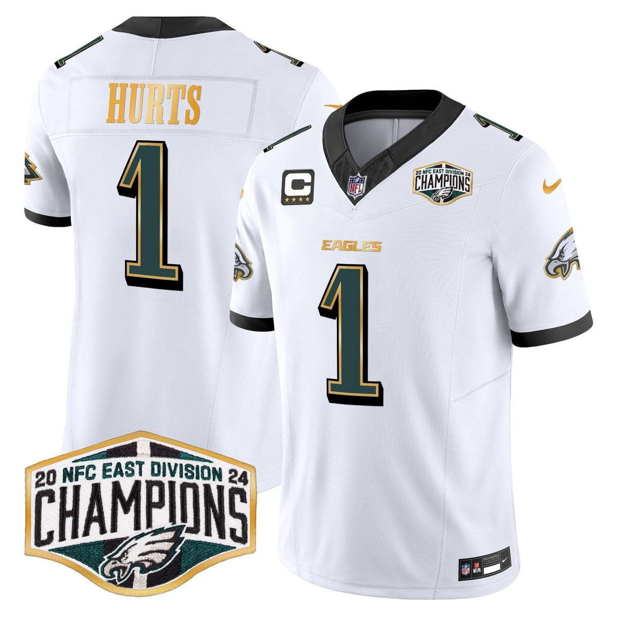 Eagles 2024 NFC East Division Champions Gold Trim Vapor Limited Jersey - All Stitched - image 11