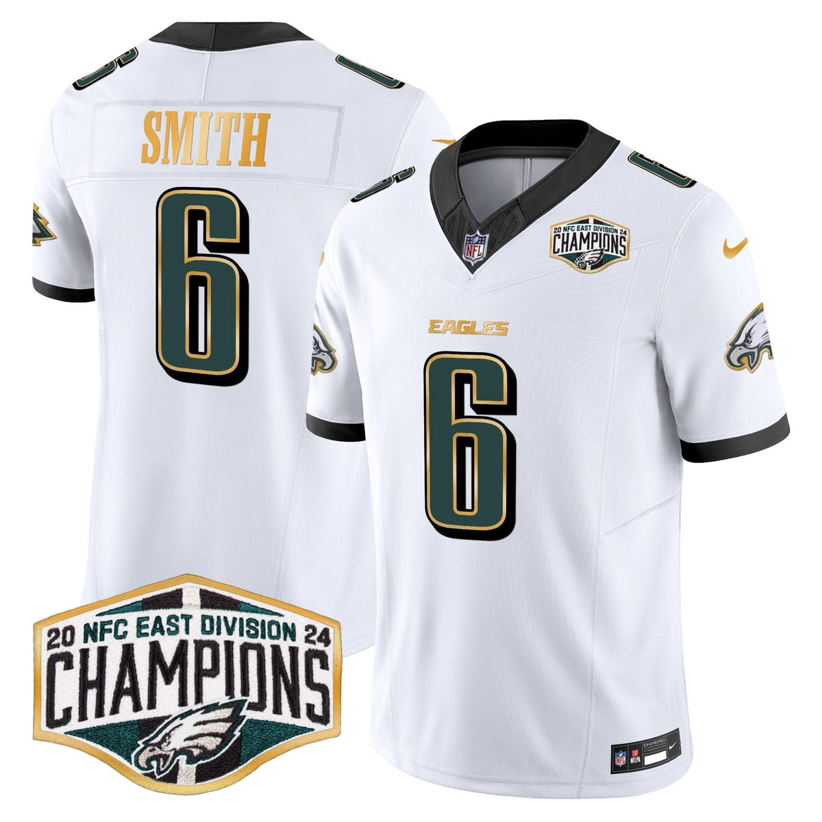 Eagles 2024 NFC East Division Champions Gold Trim Vapor Limited Jersey - All Stitched - image 13