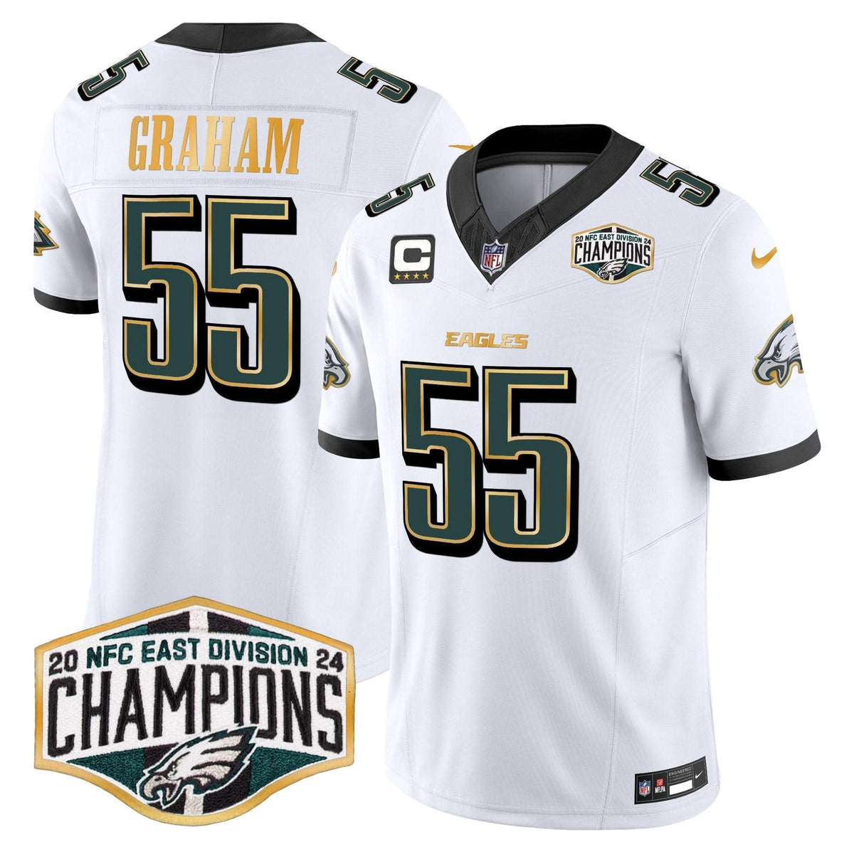 Eagles 2024 NFC East Division Champions Gold Trim Vapor Limited Jersey - All Stitched - image 15