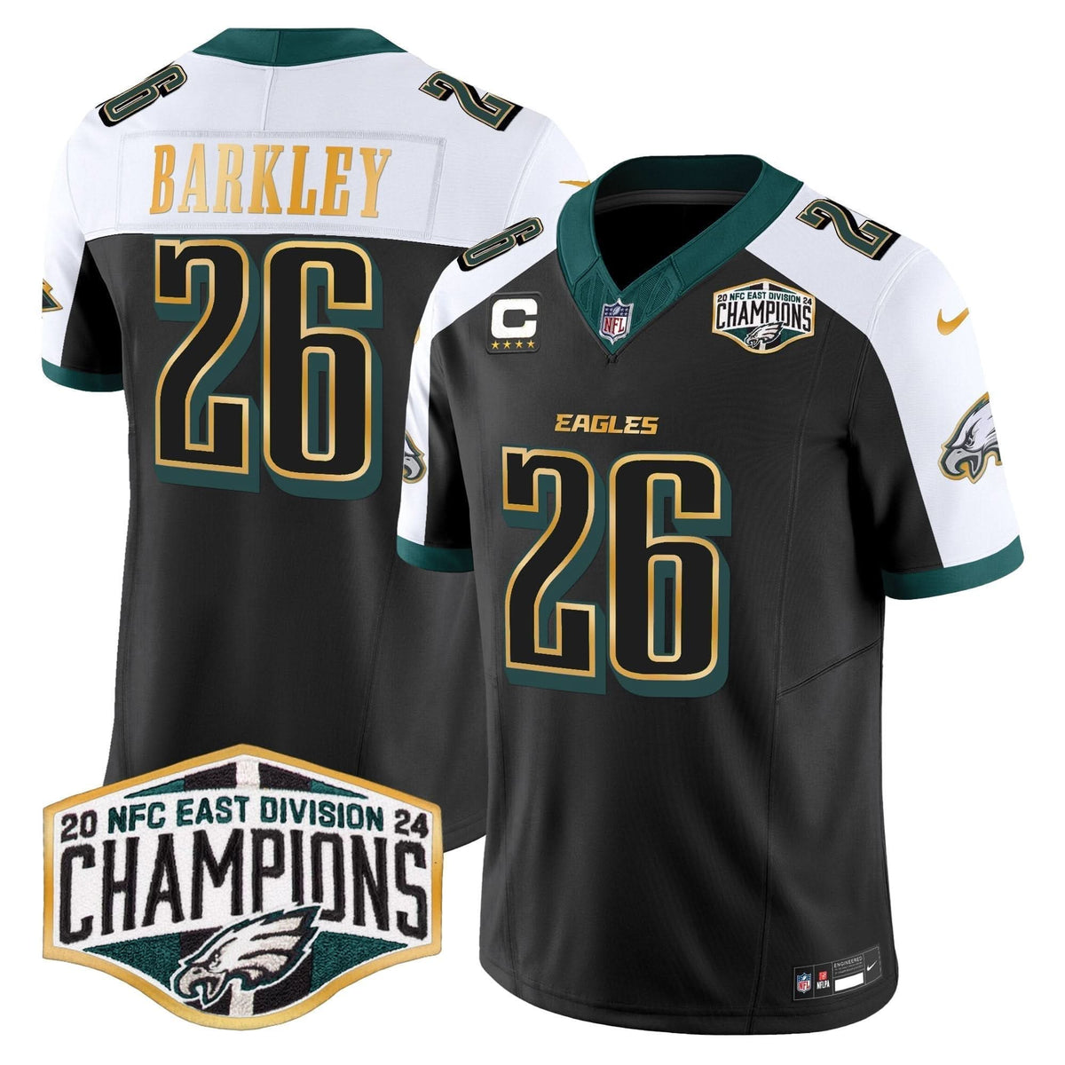 Eagles 2024 NFC East Division Champions Gold Trim Vapor Limited Jersey - All Stitched - image 33