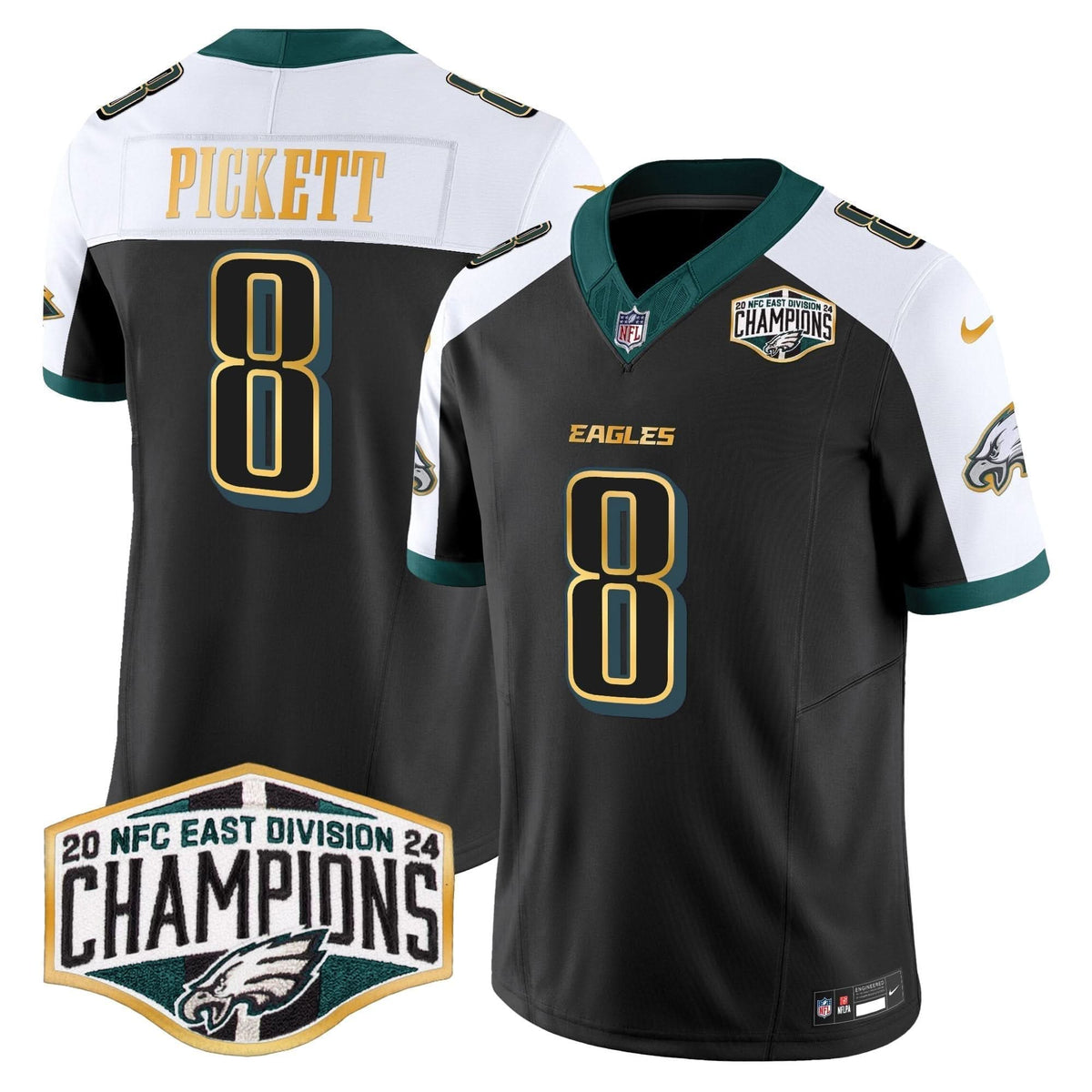 Eagles 2024 NFC East Division Champions Gold Trim Vapor Limited Jersey - All Stitched - image 34