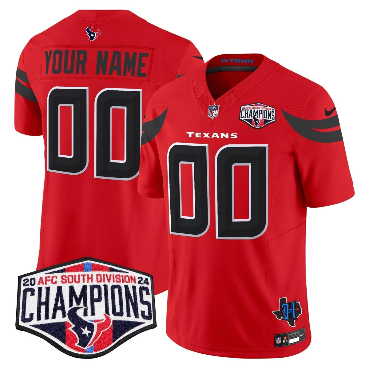 Houston Texans 2024 AFC South Division Champions Patch Vapor Limited Custom Jersey - All Stitched - image 3