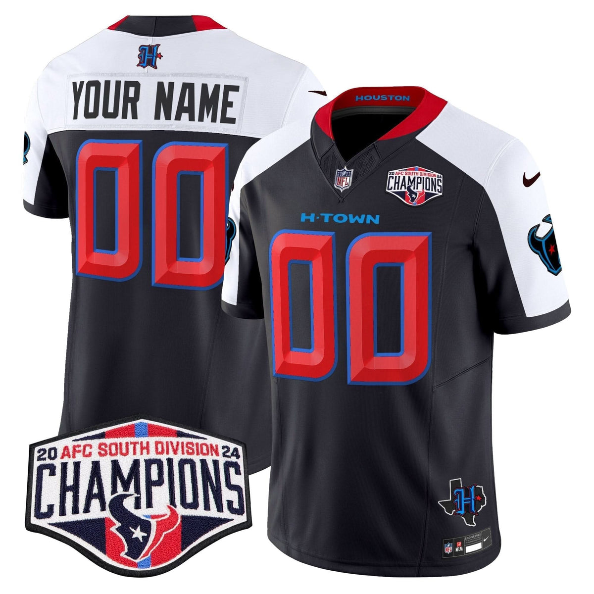 Houston Texans 2024 AFC South Division Champions Patch Vapor Limited Custom Jersey - All Stitched - image 4