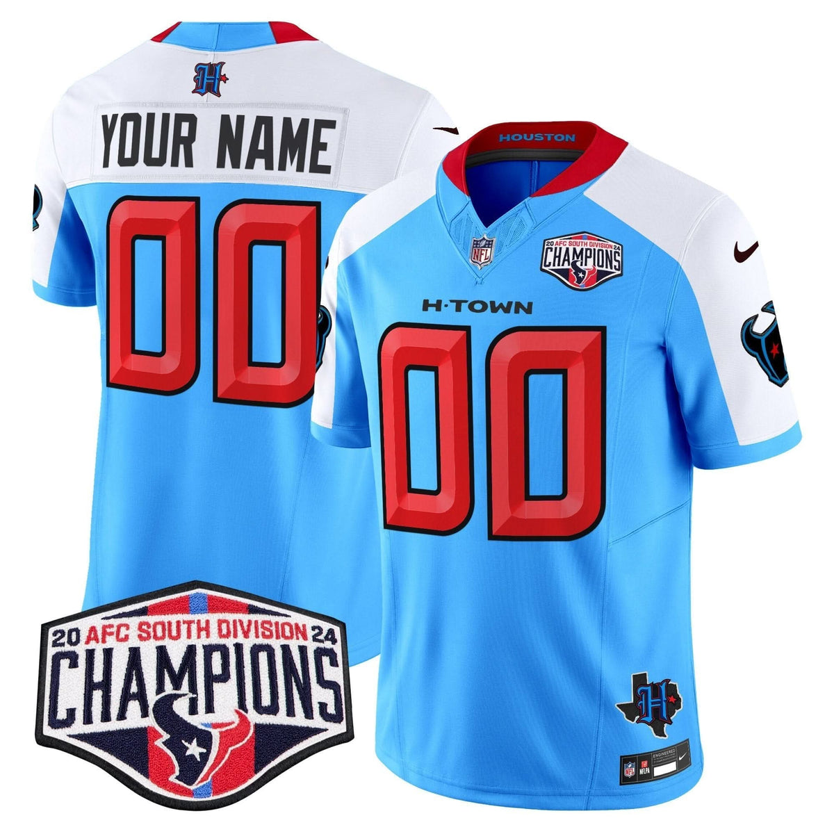 Houston Texans 2024 AFC South Division Champions Patch Vapor Limited Custom Jersey - All Stitched - image 5