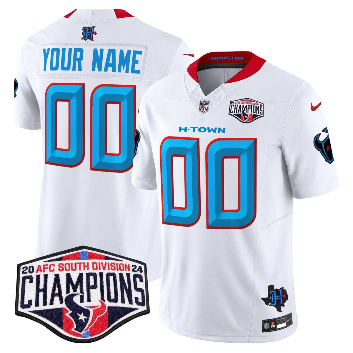 Houston Texans 2024 AFC South Division Champions Patch Vapor Limited Custom Jersey - All Stitched - image 6